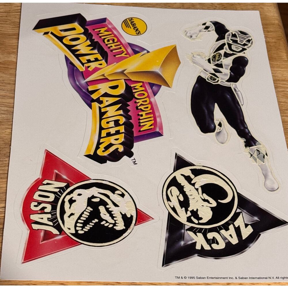 Vintage POWER RANGERS GLOW IN THE DARK Action Glow Sticker Set (Avon)